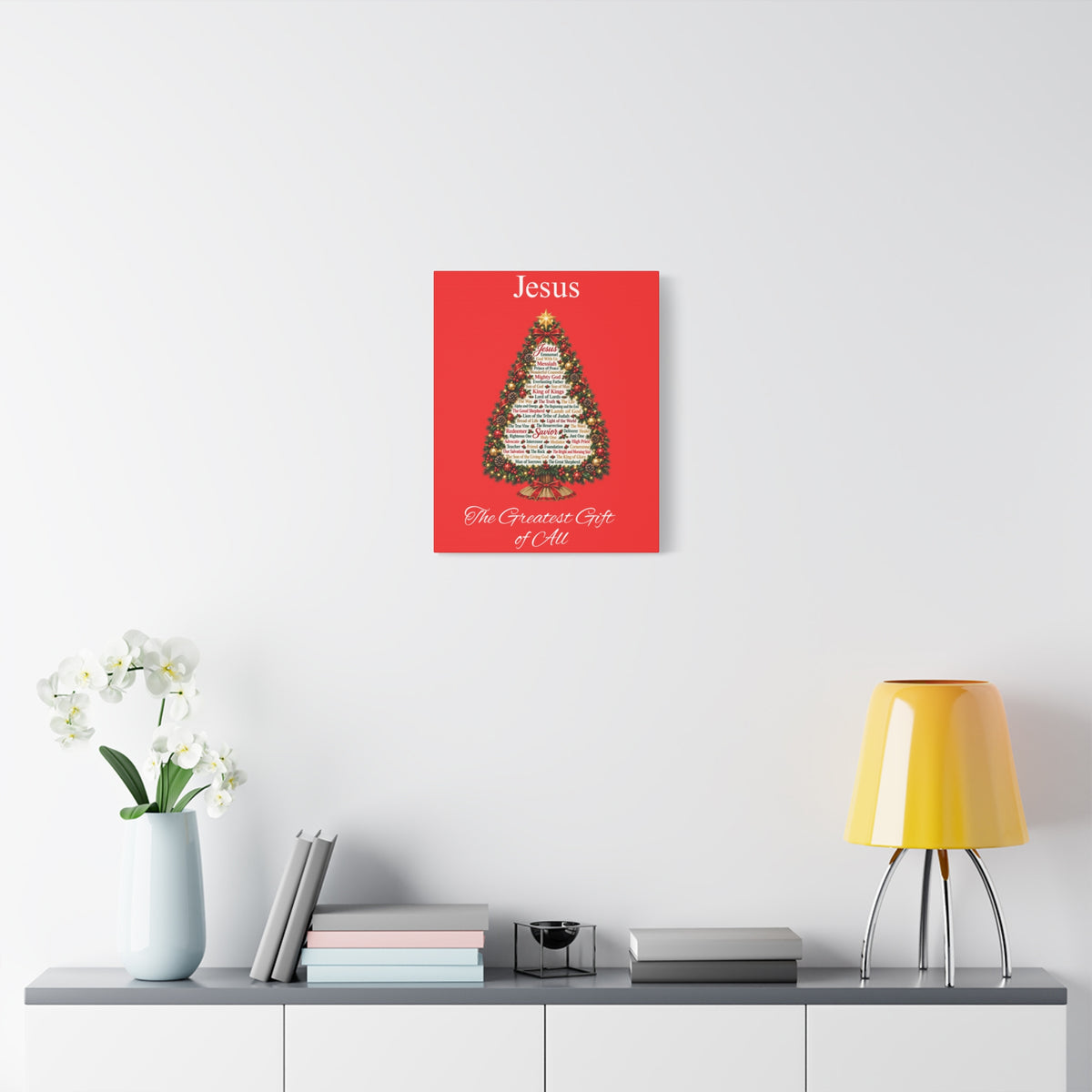 Jesus – The Greatest Gift of All | Christian Christmas Tree Wall Art, Matte Canvas, Stretched, 1.25"