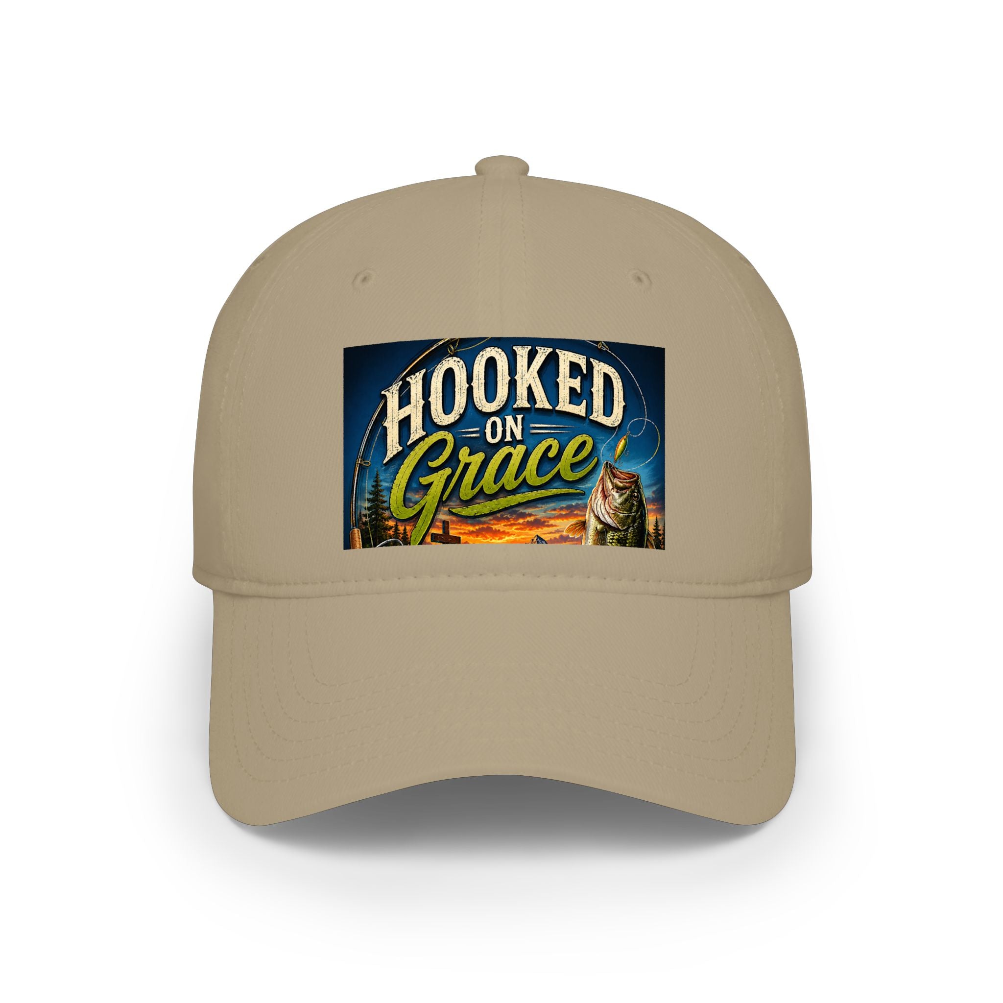 Hooked on Grace Low Profile Baseball Cap – Christian Faith Dad Hat