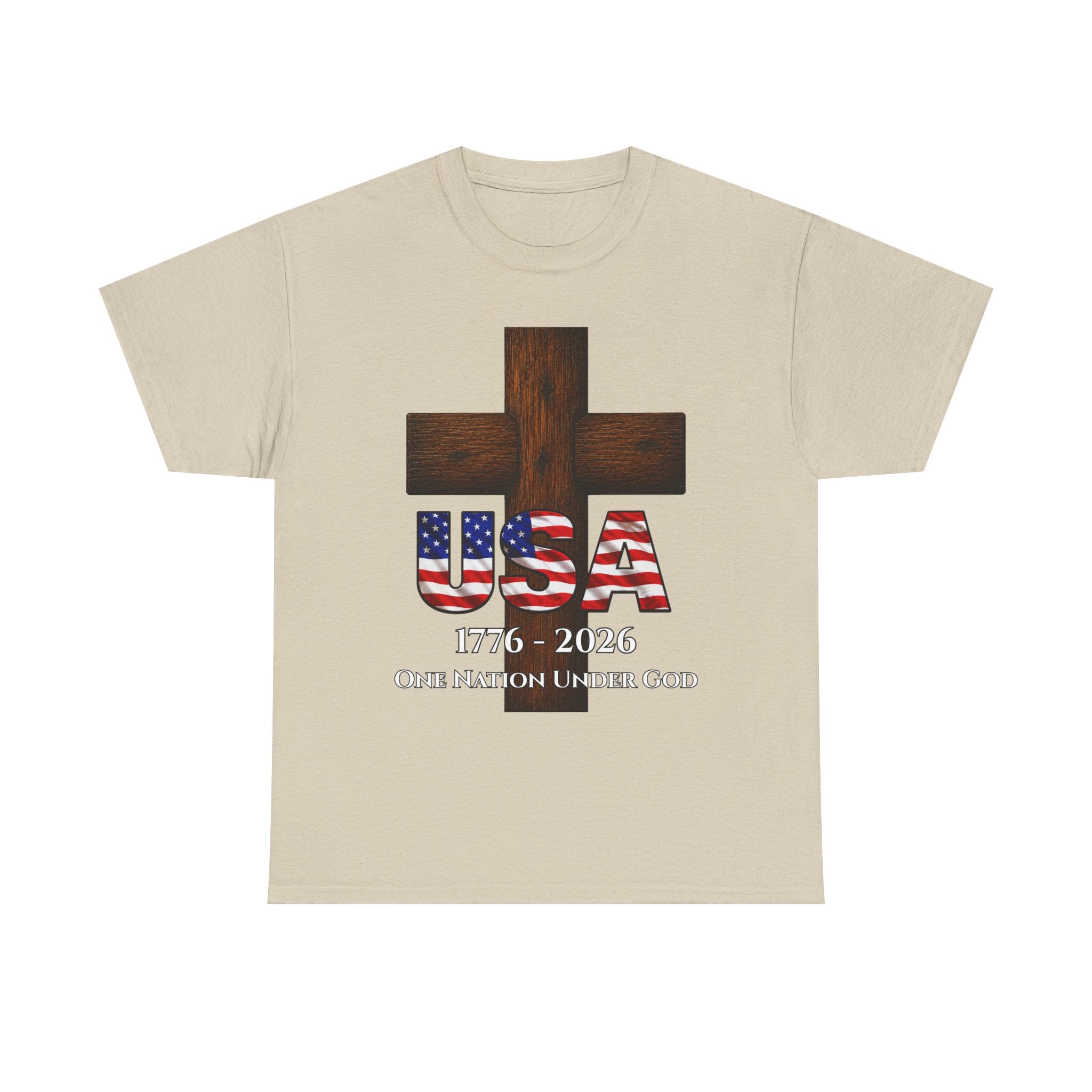 USA Cross 1776-2026 One Nation Under God Patriotic Christian T-Shirt