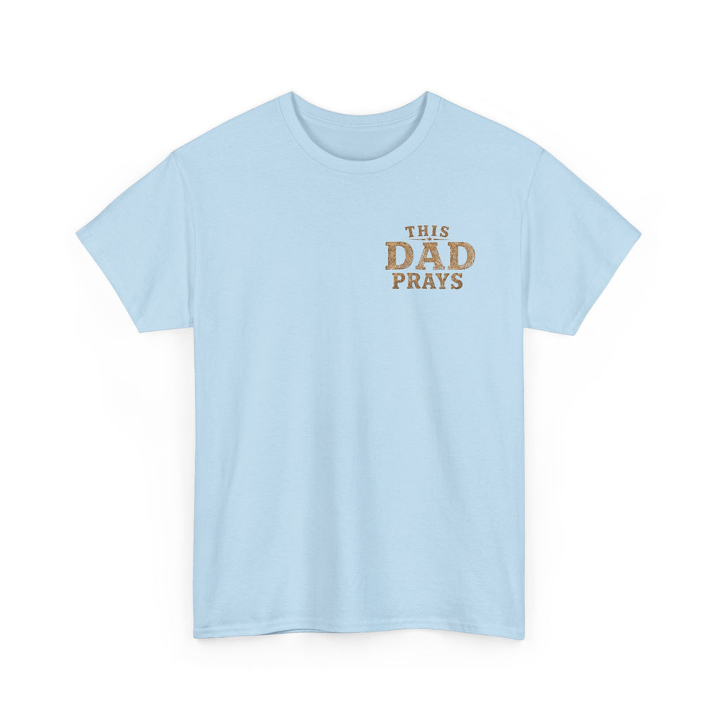 This Dad Prays Christian Outdoors T-Shirt – Faith, Family & Wilderness Sunset TeeUnisex Heavy Cotton Tee
