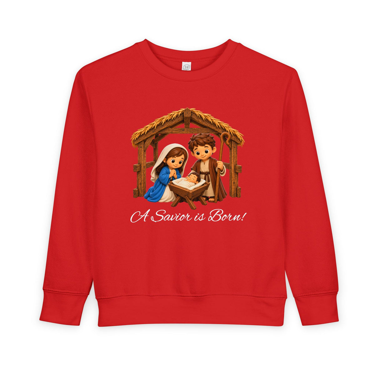 A Savior Is Born Kids Christmas – Nativity Christian Shirt Toddler Sweatshirt