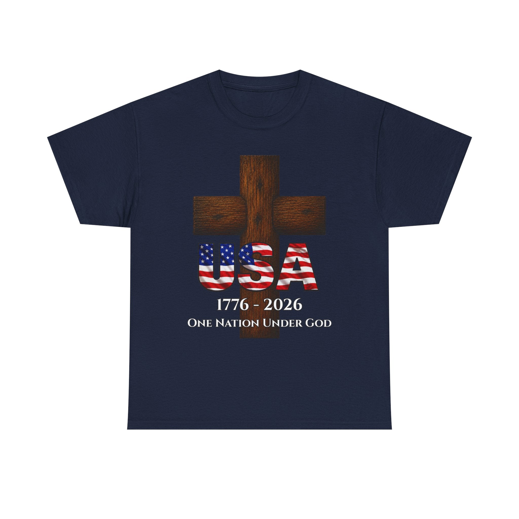 USA Cross 1776-2026 One Nation Under God Patriotic Christian T-Shirt