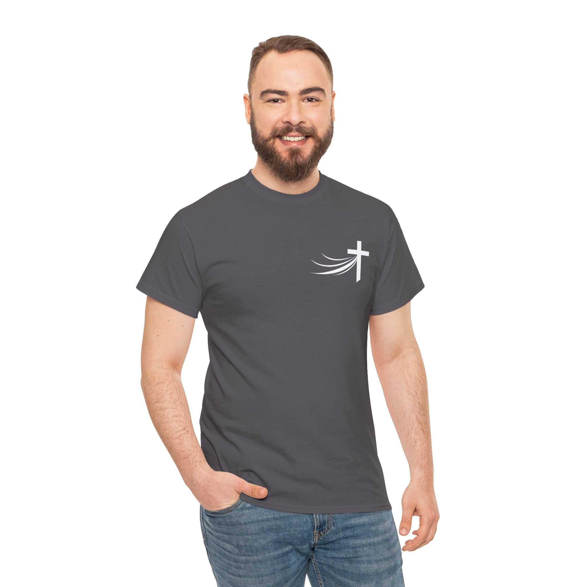 Christ Did It Christian T-Shirt – Cross & Swoosh Faith Tee