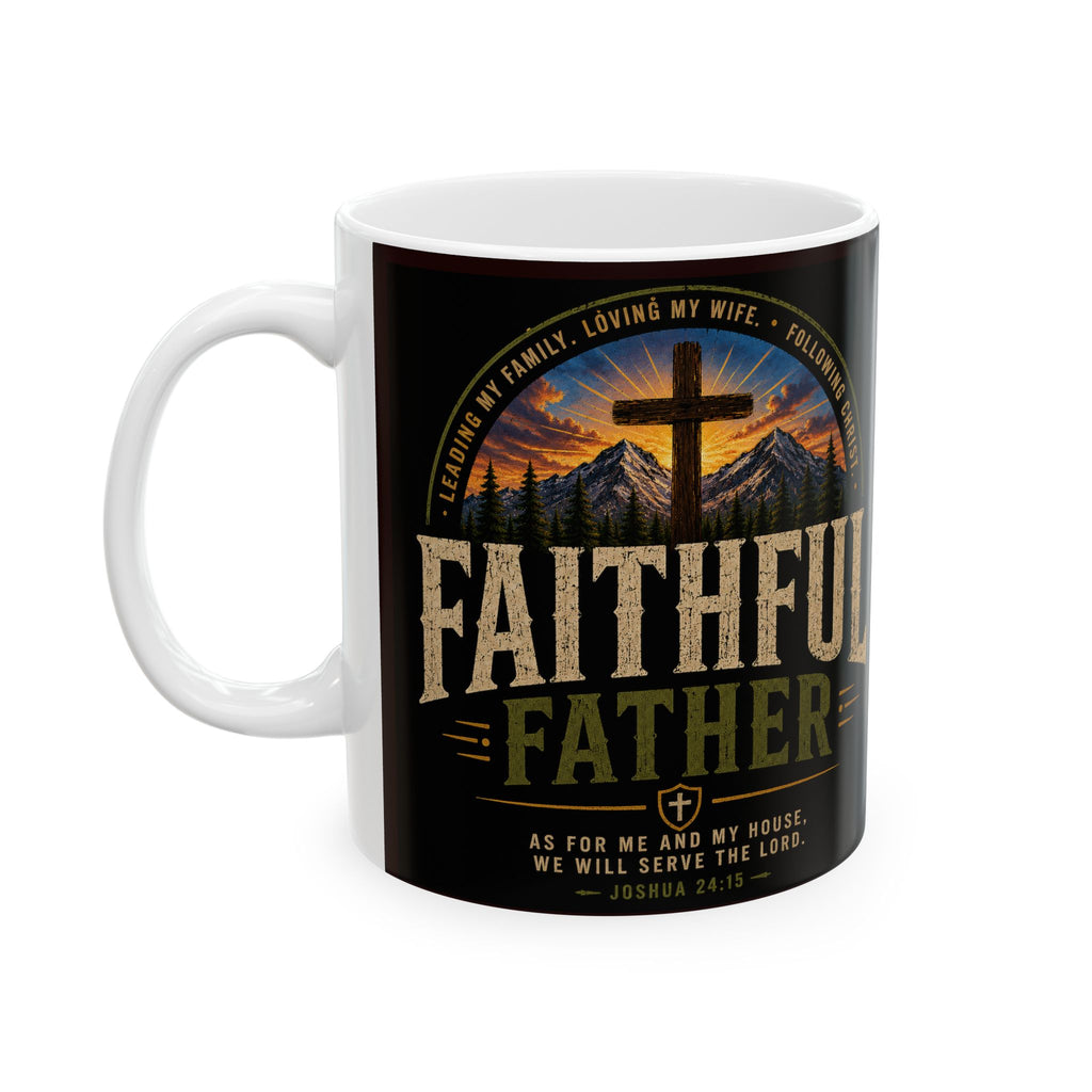 Faithful Father Christian Coffee Mug – Inspirational Dad Mug –  Ceramic Mug, (11oz, 15oz)