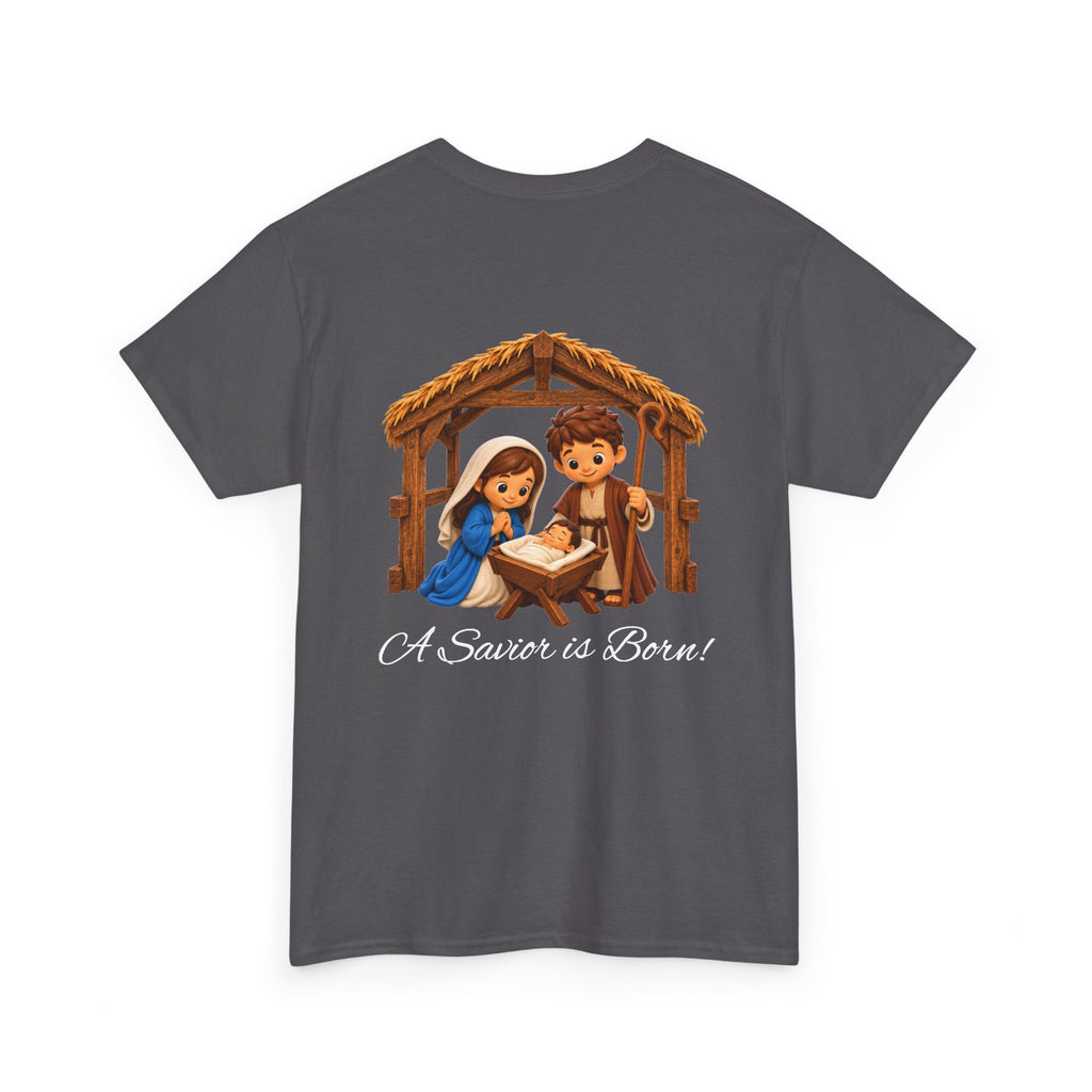 A Savior Is Born Nativity Christmas Heavy Cotton Tee