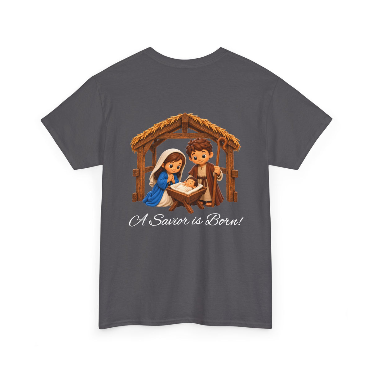 A Savior Is Born Nativity Christmas Heavy Cotton Tee