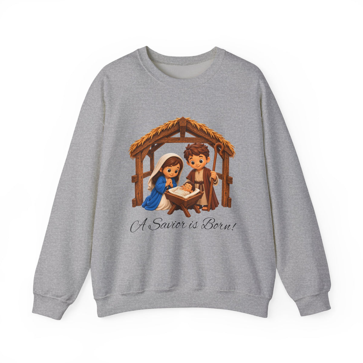 A Savior Is Born Nativity Christmas Heavy Blend™ Crewneck Sweatshirt