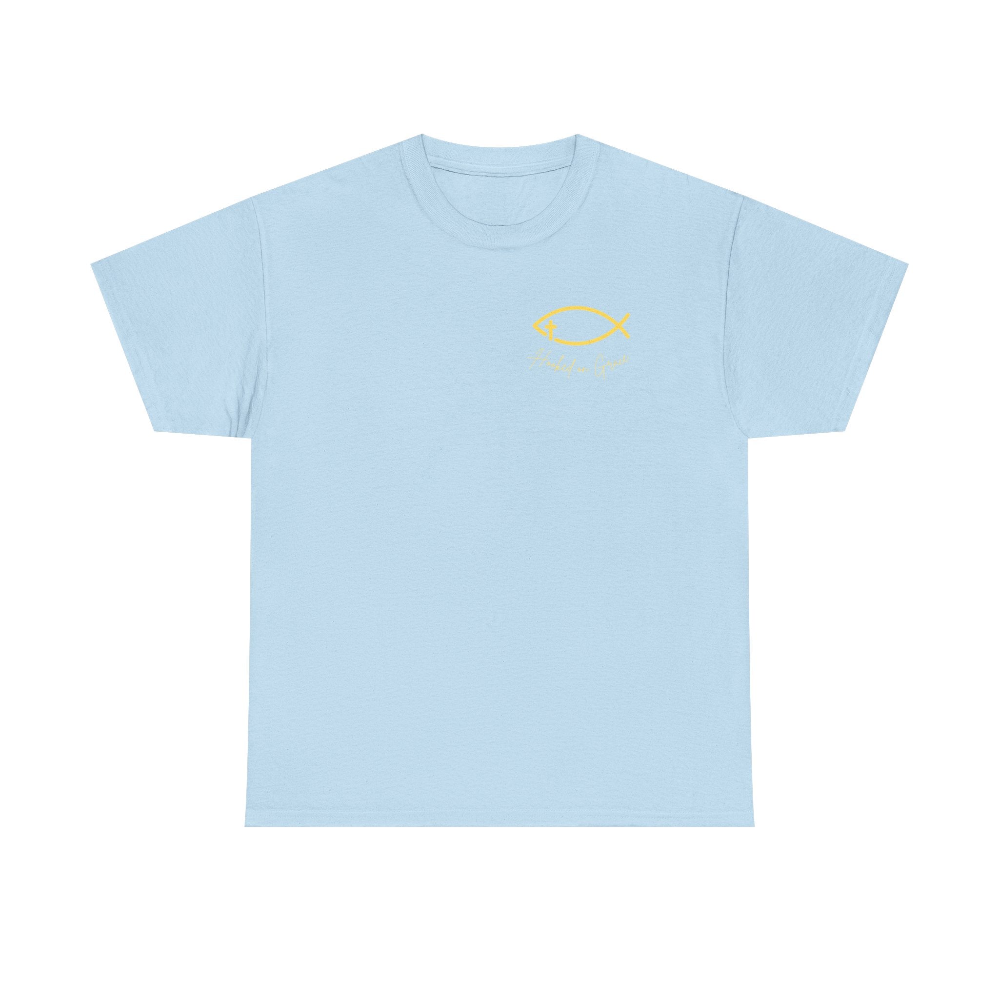 Hooked on Grace Christian Fishing Shirt | Faith-Based Outdoor Tee | Inspirational Fisherman Graphic T-Shirt Unisex Heavy Cotton Tee
