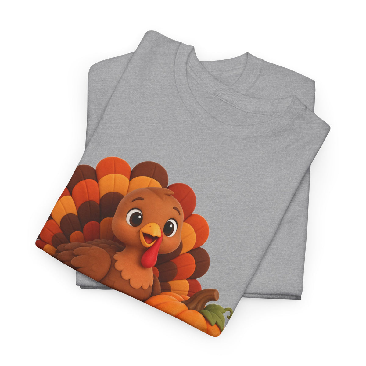 Be Thankful Thanksgiving Turkey & Pumpkin T-Shirt – Cute Fall Holiday Graphic Unisex Heavy Cotton Tee
