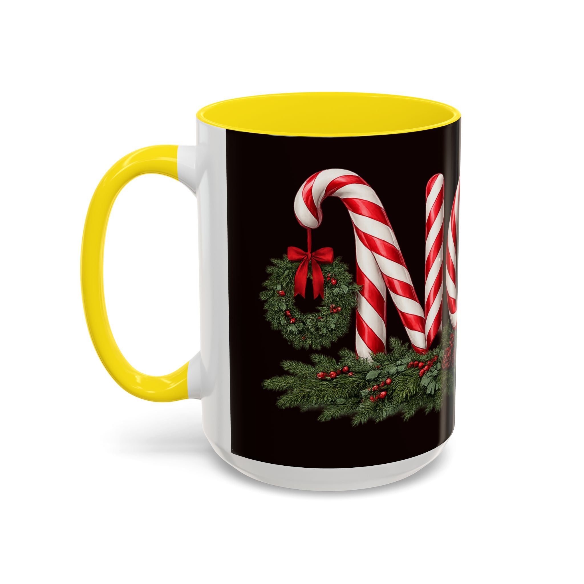 NOEL Candy Cane Christmas Mug – Festive Holiday Coffee Cup  (11, 15oz)