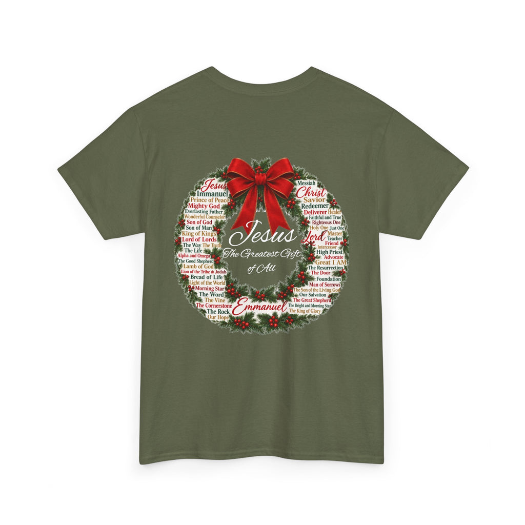 Christmas Wreath Christian Heavy Cotton Tee