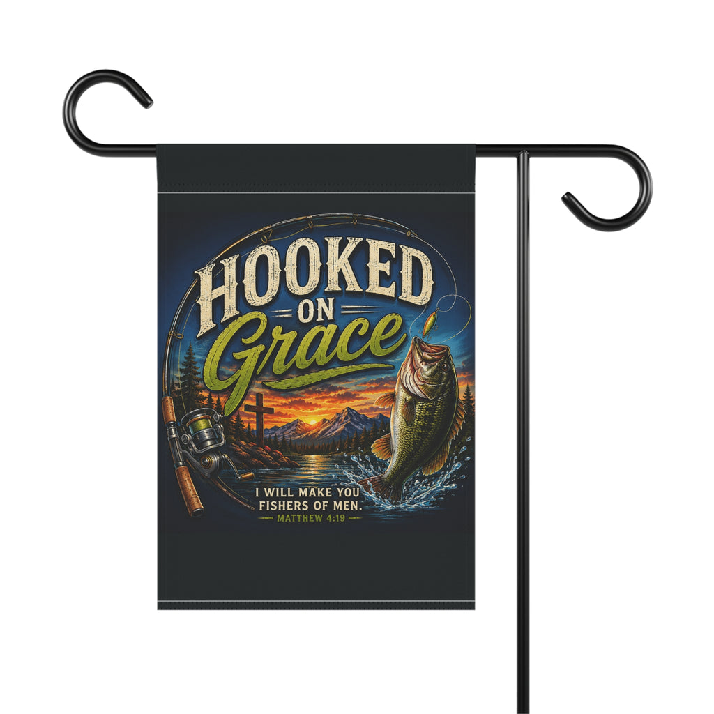 Hooked on Grace Christian Garden Flag