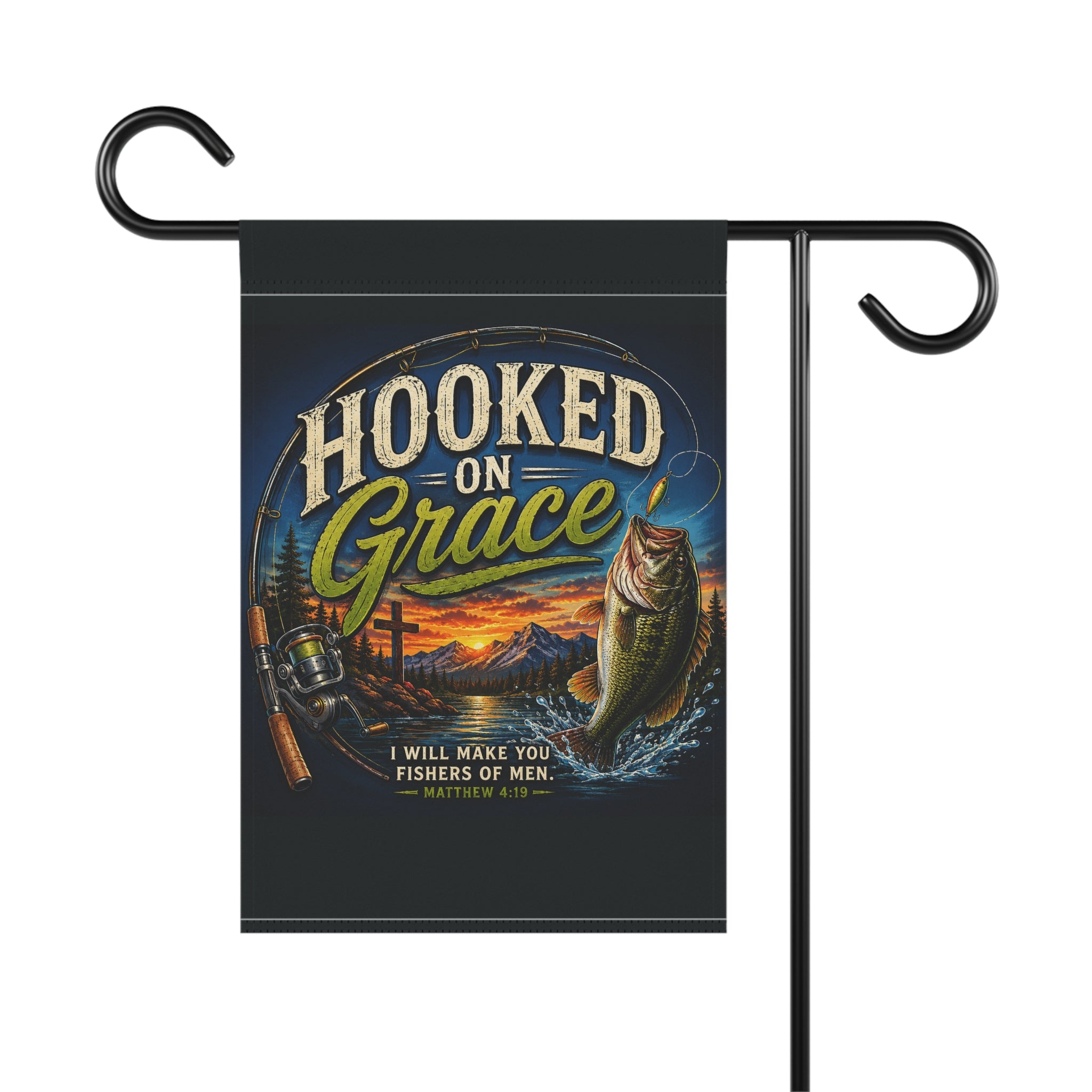 Hooked on Grace Christian Garden Flag