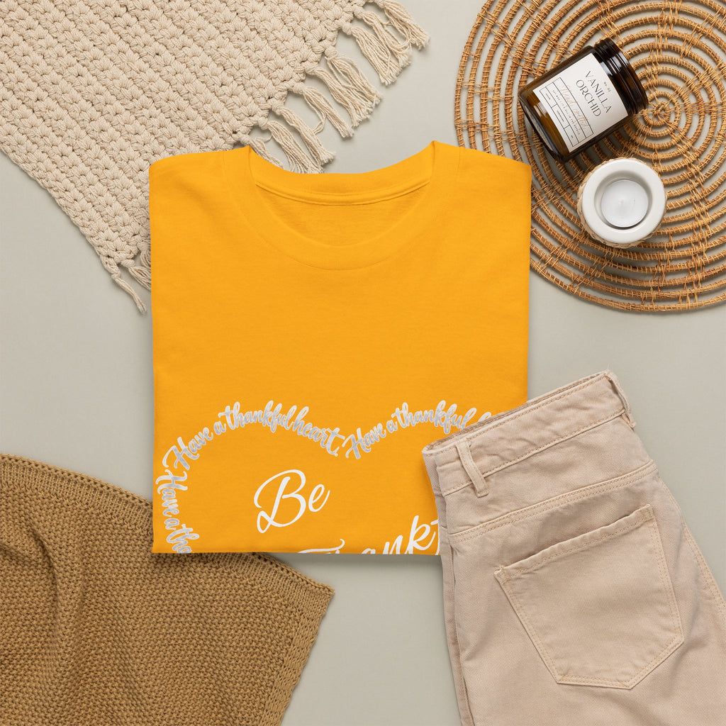 Be Thankful Heart T-Shirt – Inspirational Christian Gratitude Shirt – 1 Thessalonians 5:18-Unisex Heavy Cotton Tee