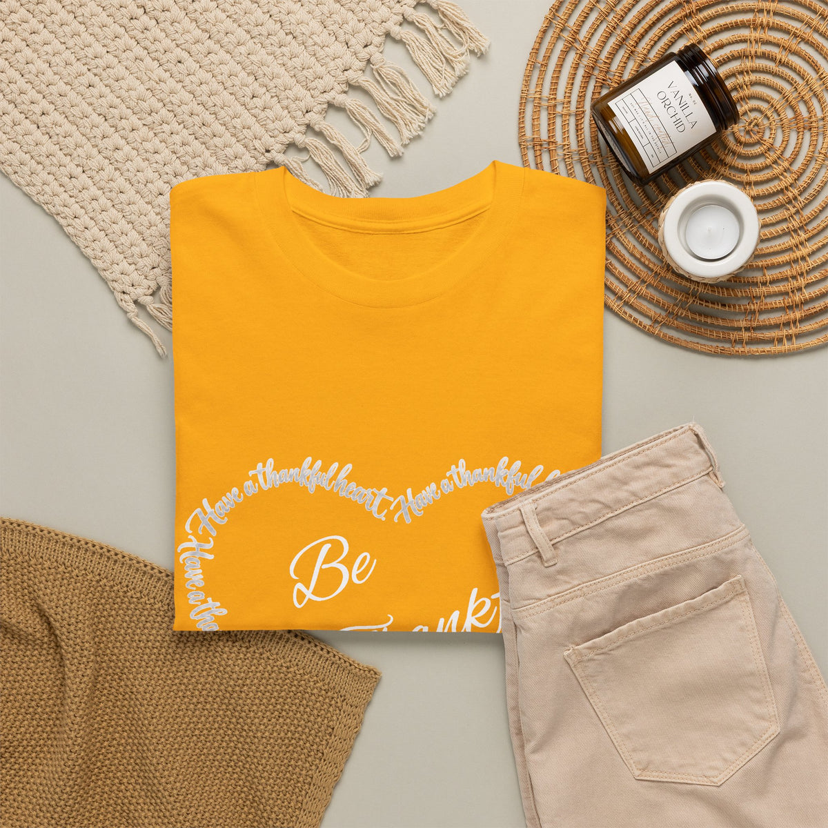 Be Thankful Heart T-Shirt – Inspirational Christian Gratitude Shirt – 1 Thessalonians 5:18-Unisex Heavy Cotton Tee