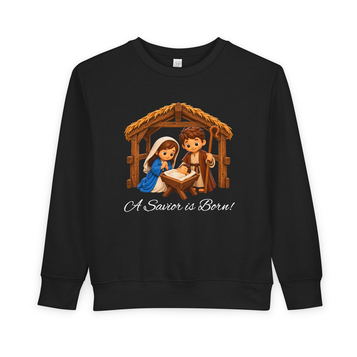 A Savior Is Born Kids Christmas – Nativity Christian Shirt Toddler Sweatshirt