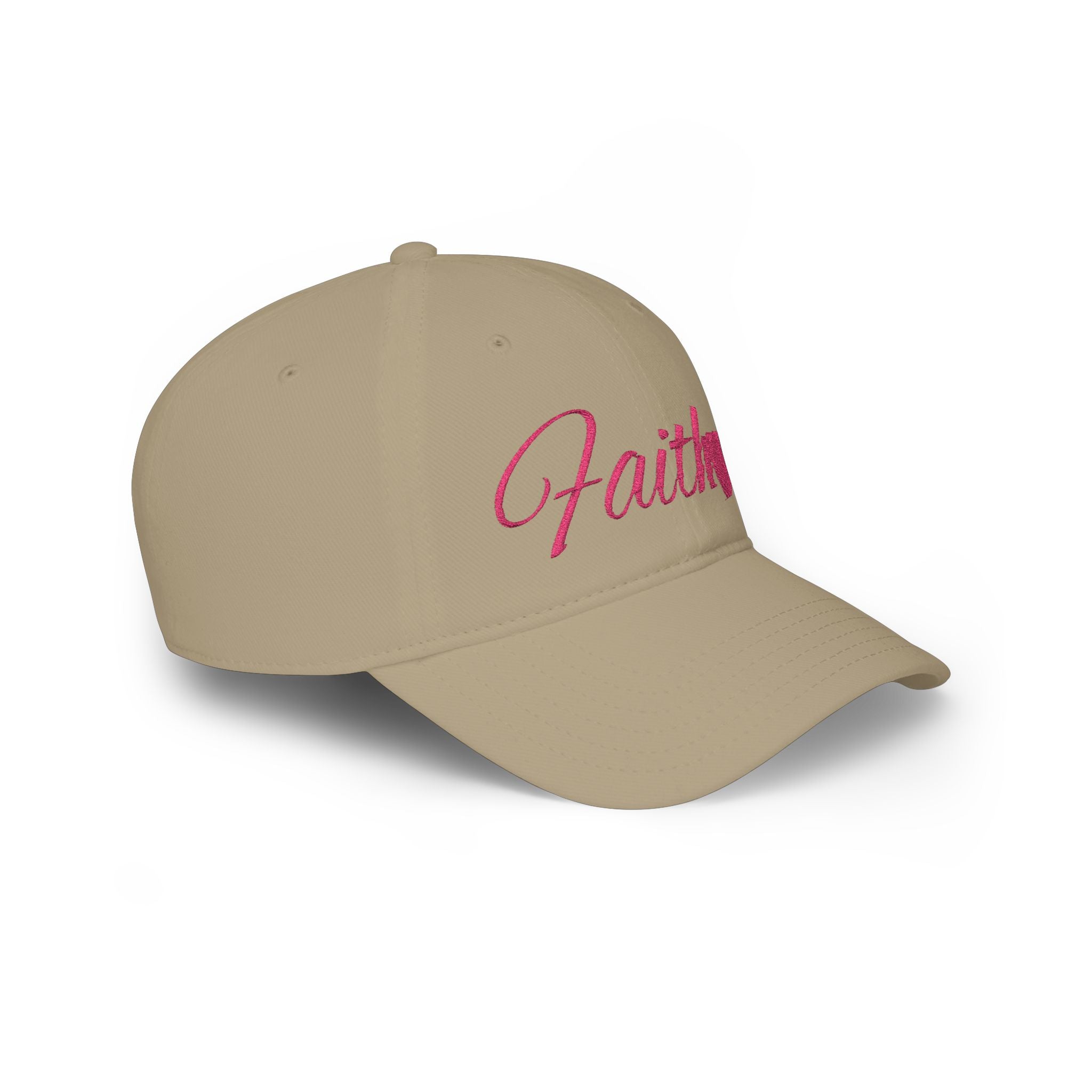 Faith Heart Embroidered Christian Cap – inspirational with Pink Script Design Low Profile Baseball Cap