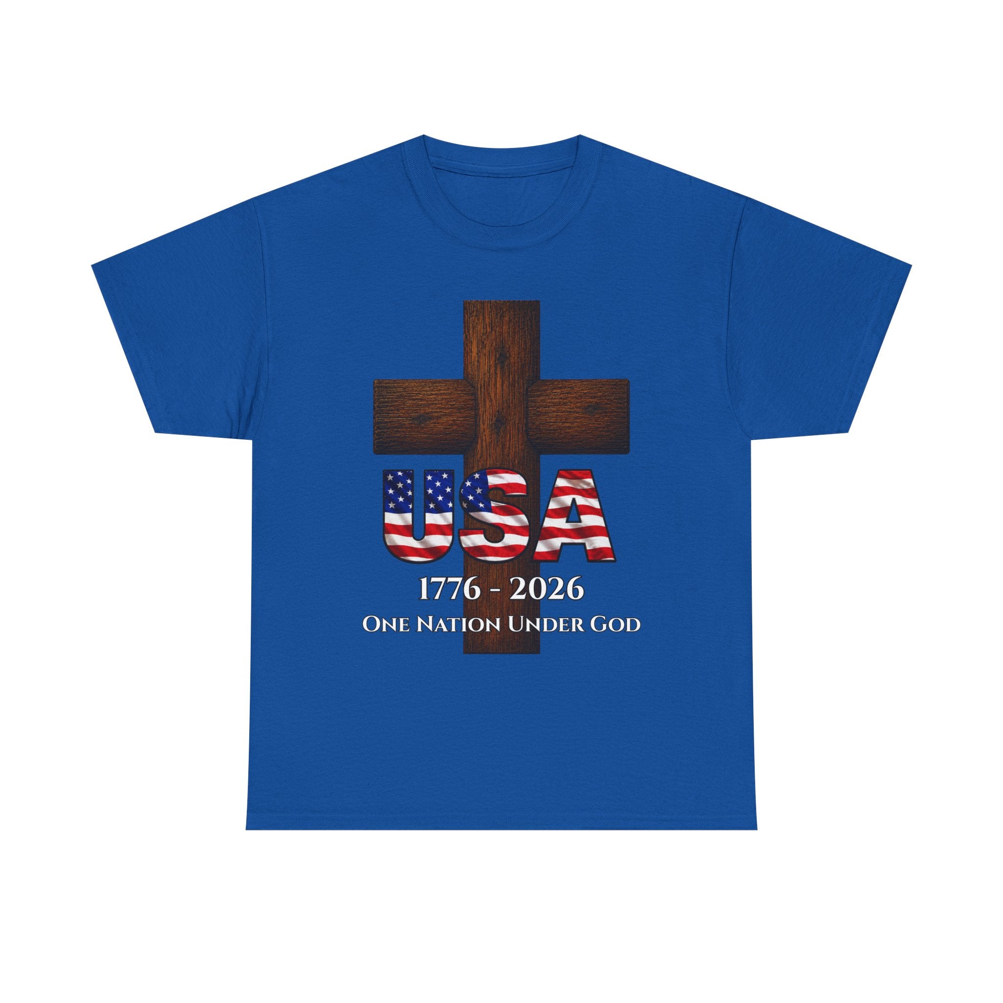 USA Cross 1776-2026 One Nation Under God Patriotic Christian T-Shirt