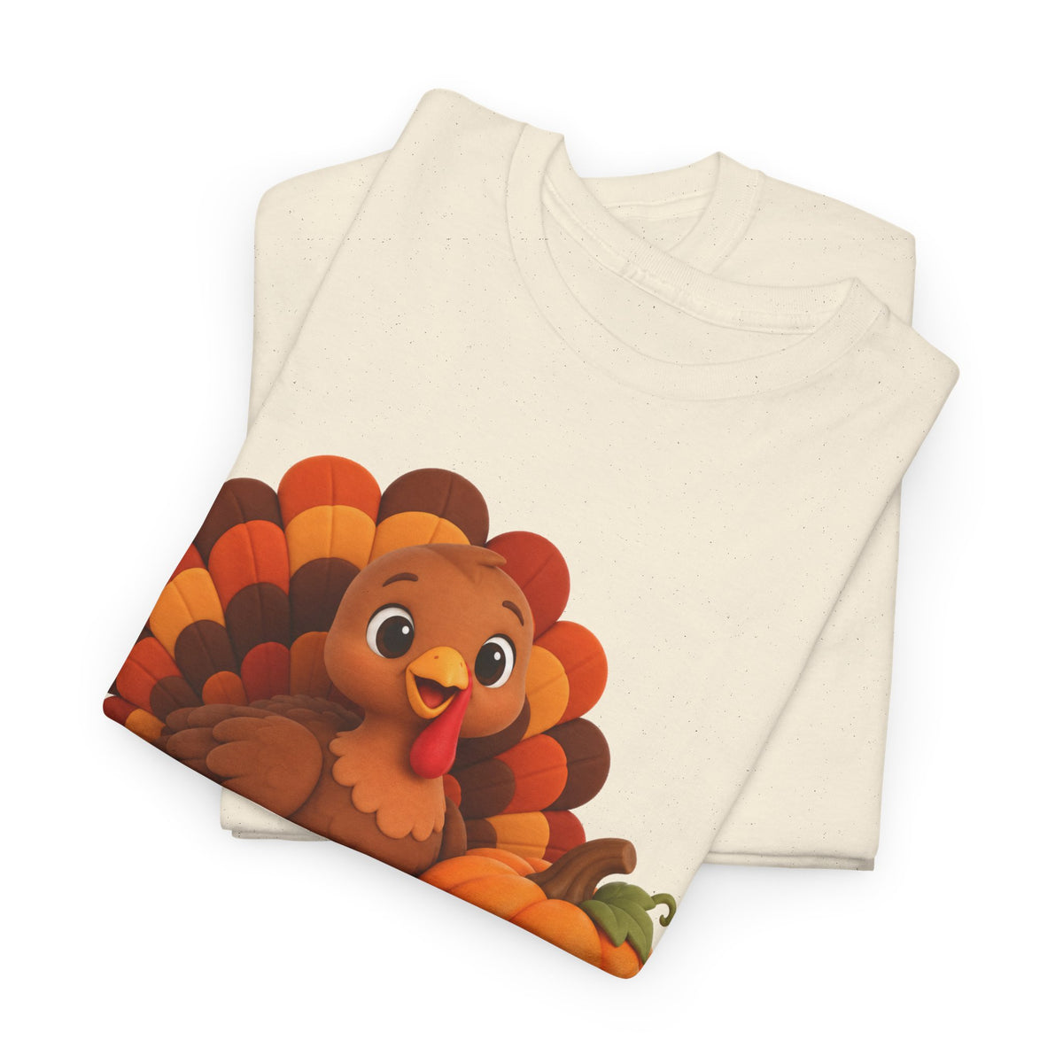 Be Thankful Thanksgiving Turkey & Pumpkin T-Shirt – Cute Fall Holiday Graphic Unisex Heavy Cotton Tee