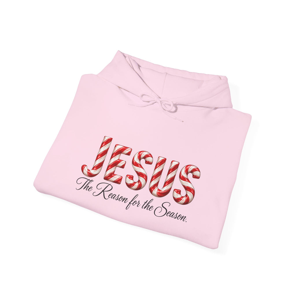 Jesus Is the Reason for the Season – Candy Cane Christmas Christian Hoodie-Unisex Heavy Blend™ Hooded Sweatshirt