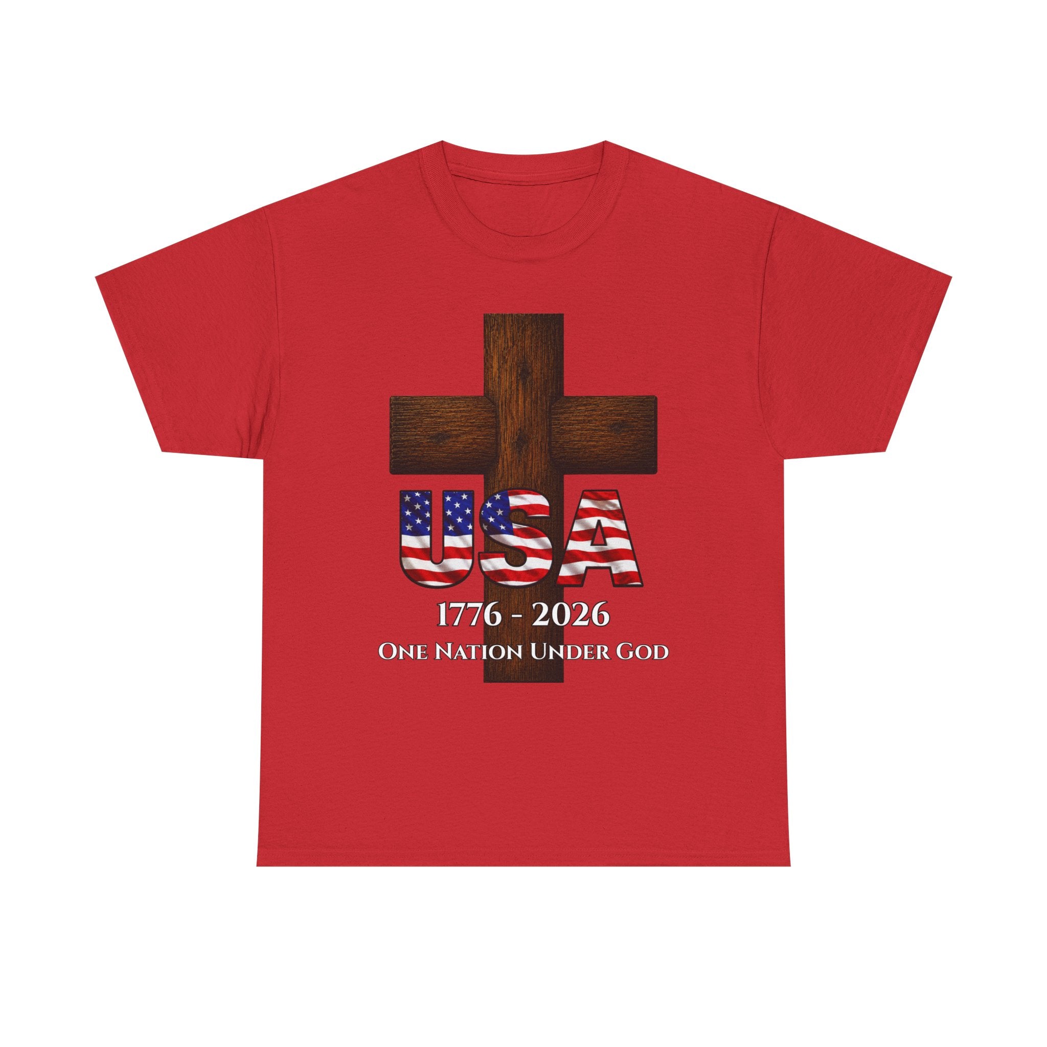 USA Cross 1776-2026 One Nation Under God Patriotic Christian T-Shirt