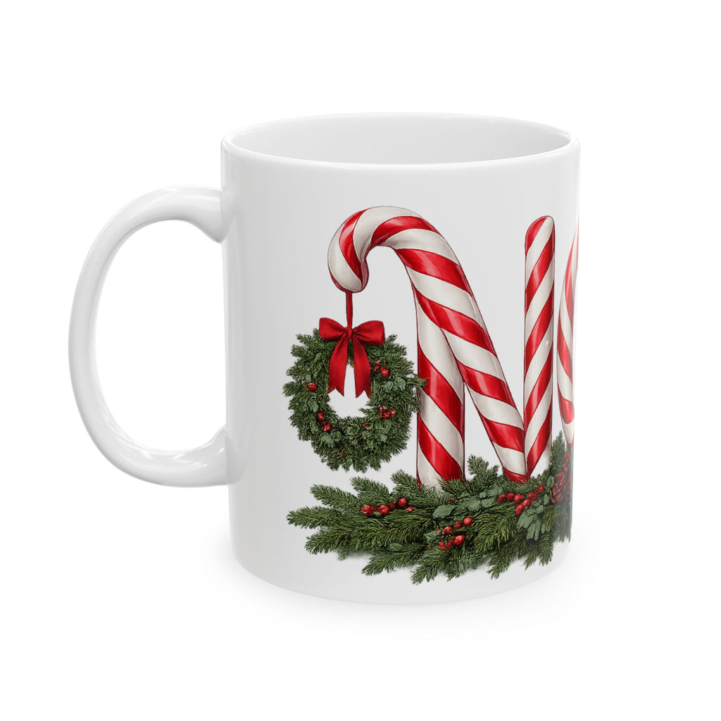 NOEL Candy Cane Christmas Mug – Festive Holiday Coffee Ceramic Mug, (11oz, 15oz)