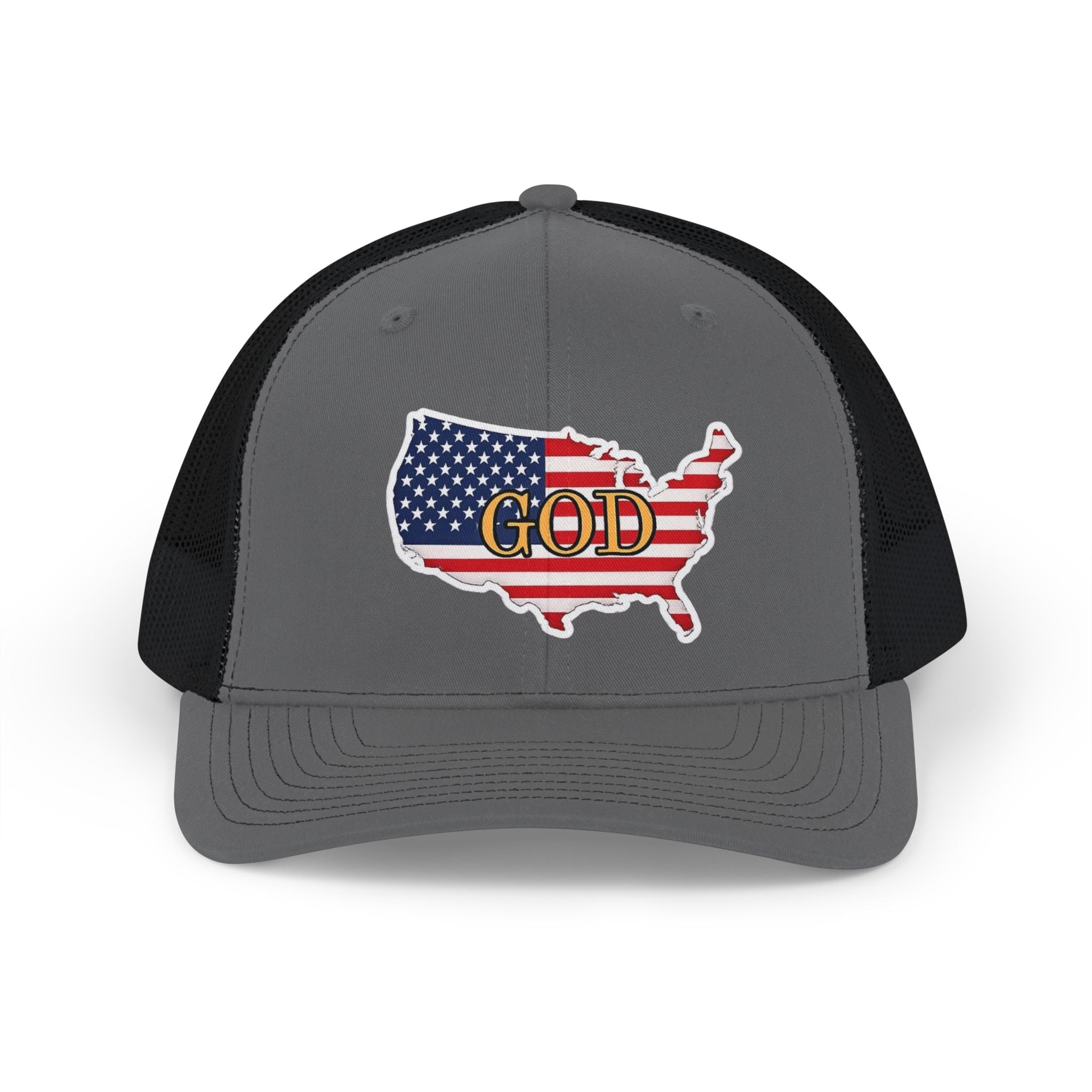 Faith Over Nation “G.O.D.” USA Flag Hat – Psalm 33:12 Christian Trucker Cap