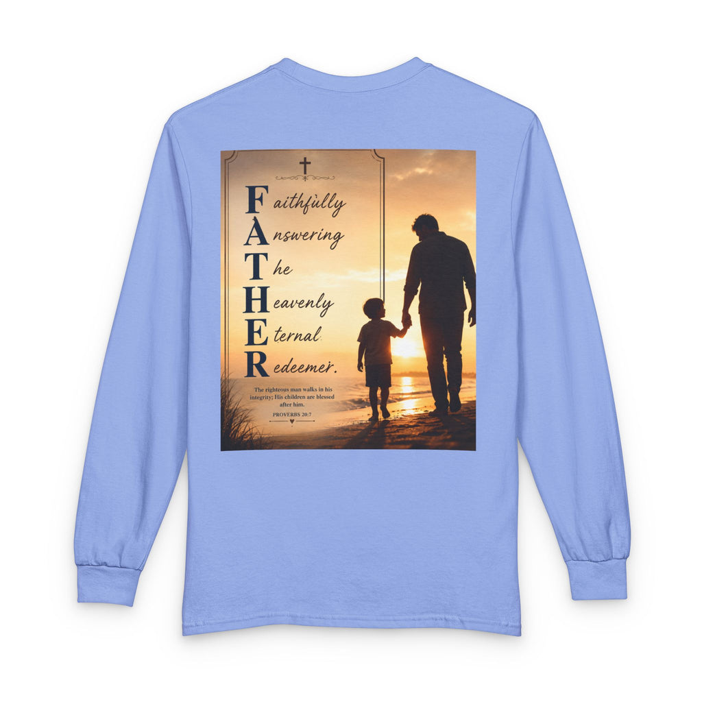 Faithful Father Christian Long Sleeve Shirt – Inspirational Dad Acrostic Sunset Design Unisex Long Sleeve T-Shirt