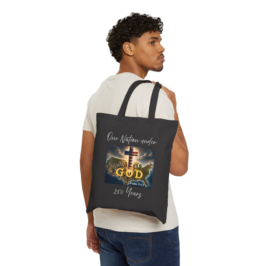 One Nation Under God Patriotic Christian Cotton Canvas Tote Bag
