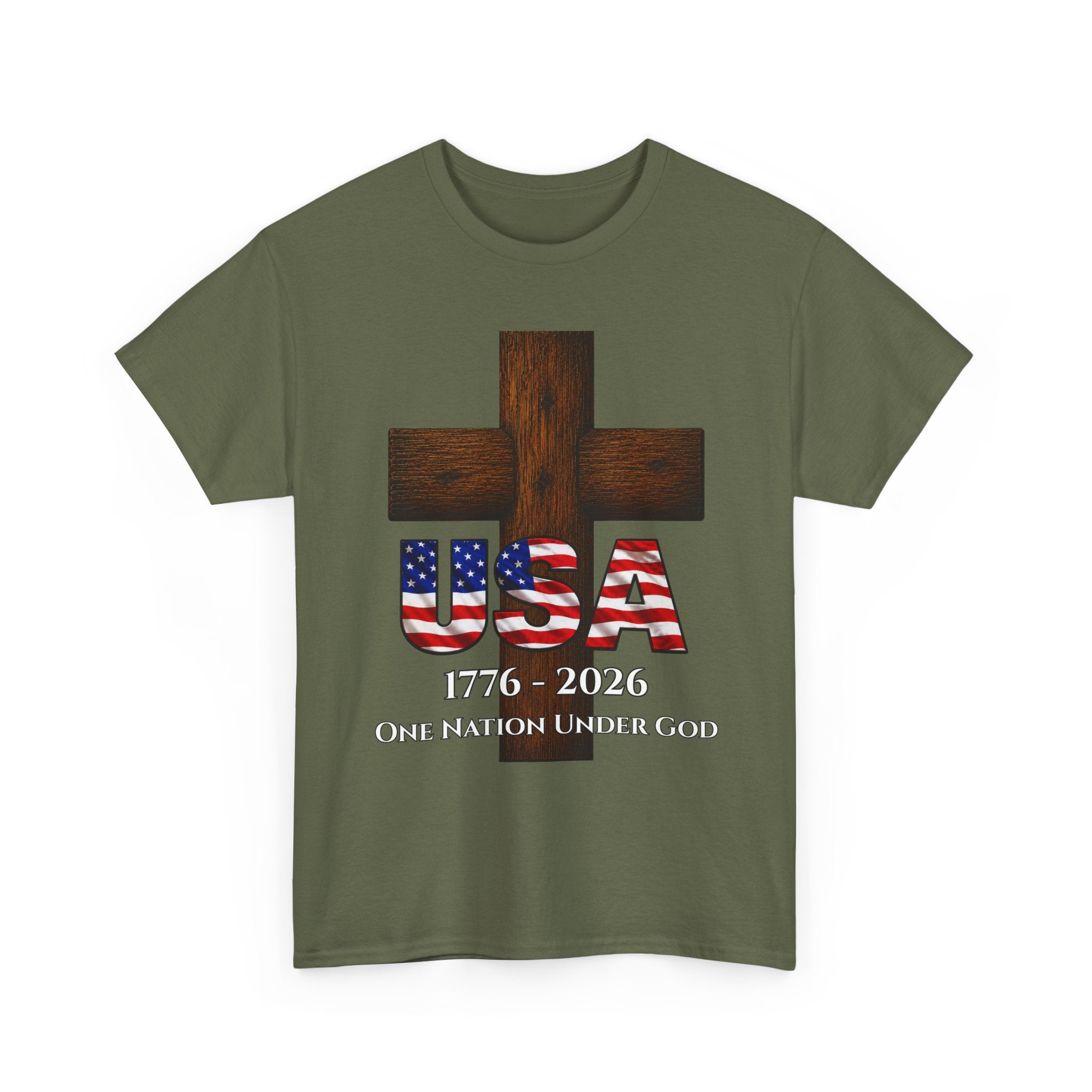 USA Cross 1776-2026 One Nation Under God Patriotic Christian T-Shirt