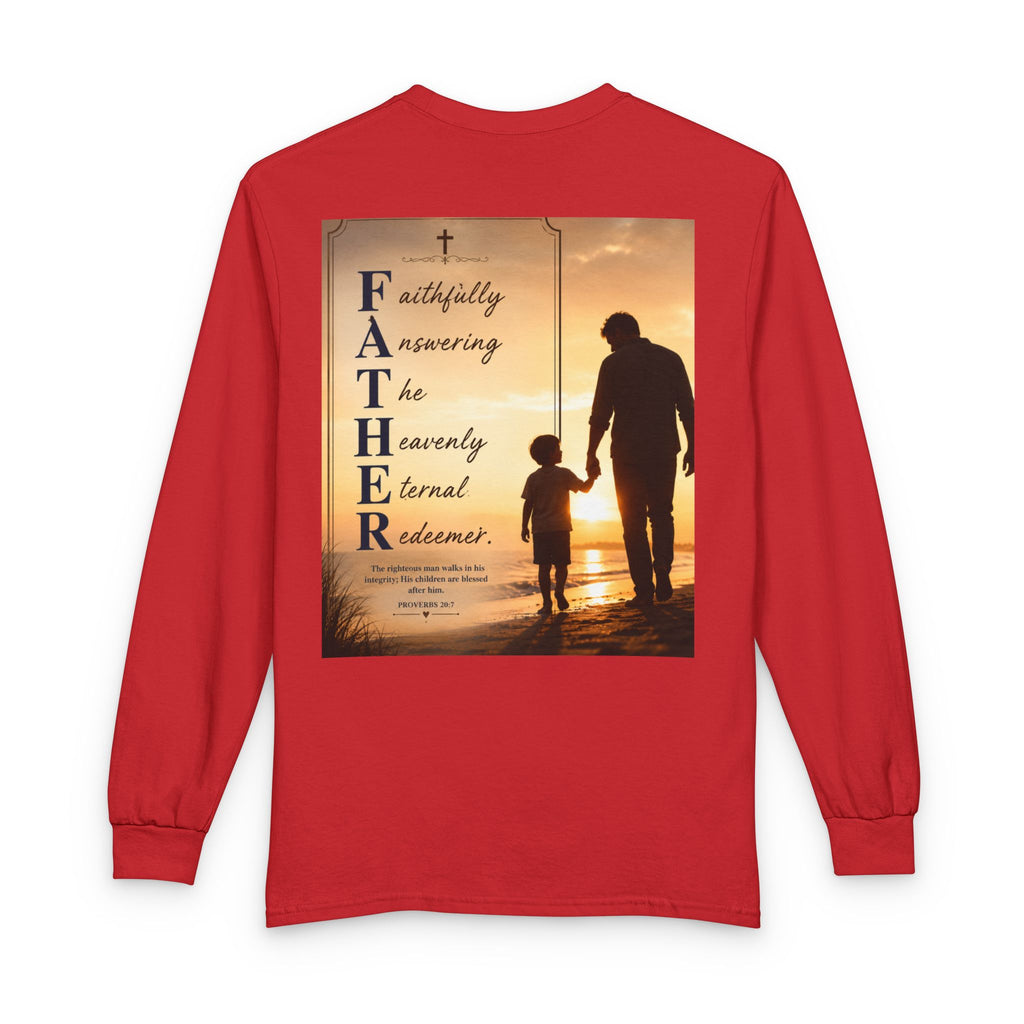 Faithful Father Christian Long Sleeve Shirt – Inspirational Dad Acrostic Sunset Design Unisex Long Sleeve T-Shirt