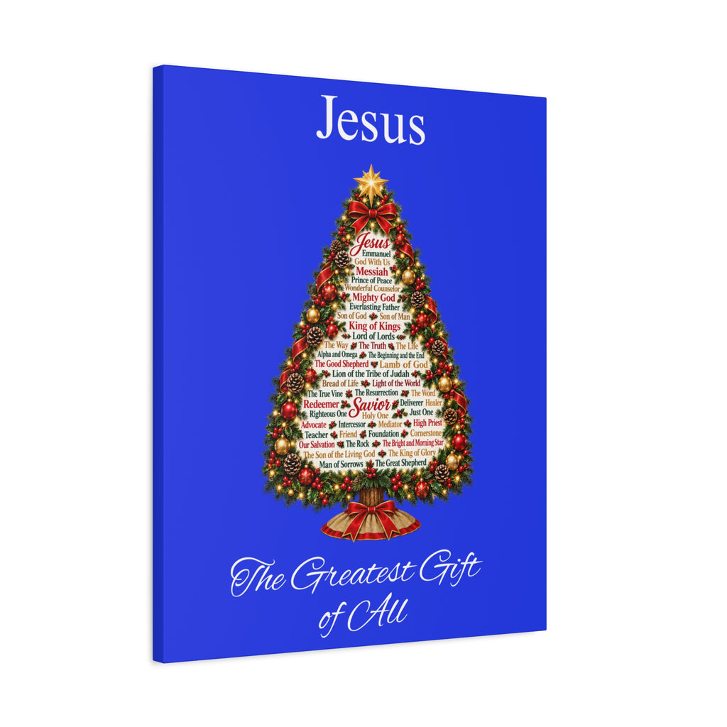 Jesus – The Greatest Gift of All | Christian Christmas Tree Wall Art, Matte Canvas, Stretched, 1.25"