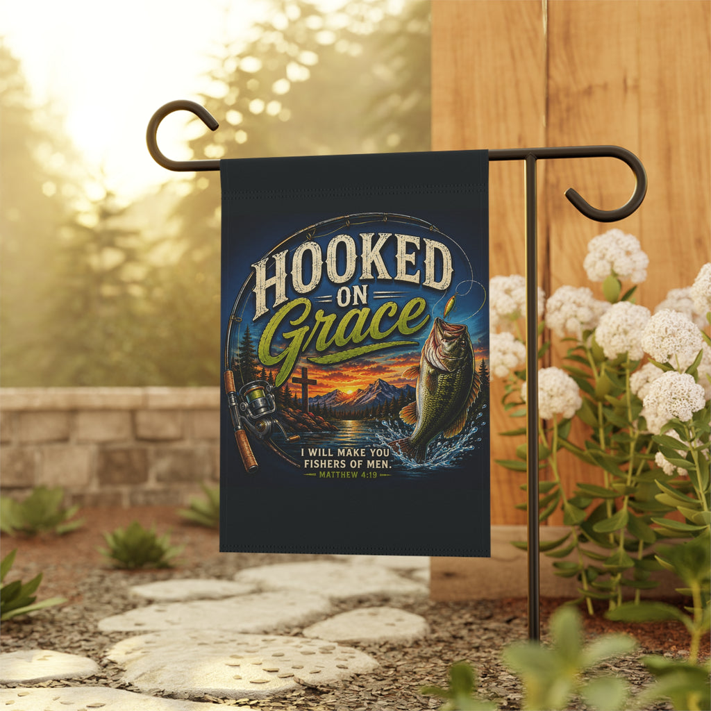 Hooked on Grace Christian Garden Flag