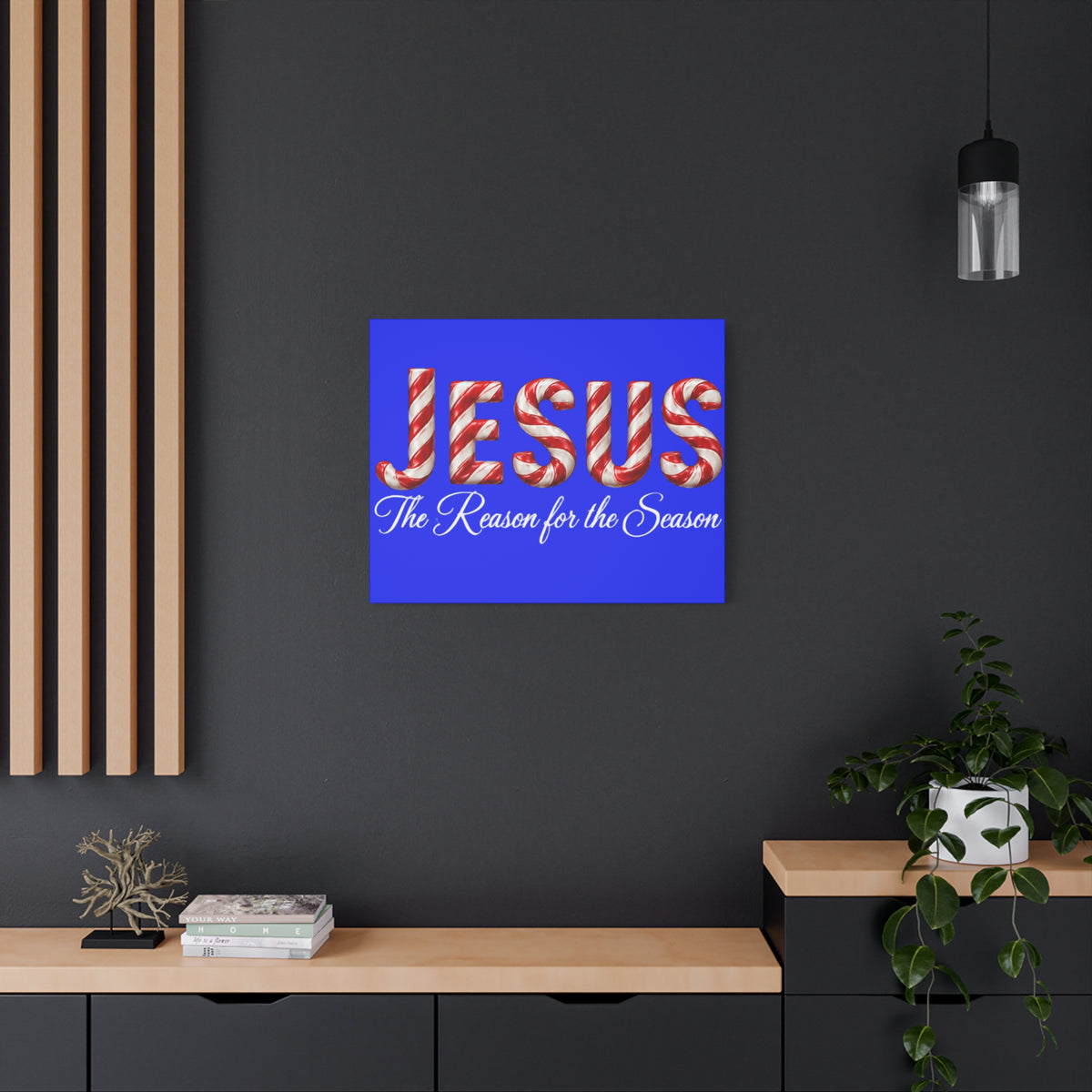 Jesus The Reason for the Season Christmas Wall Art – Candy Cane Christian Holiday Decor, Matte Canvas, Stretched, 1.25"