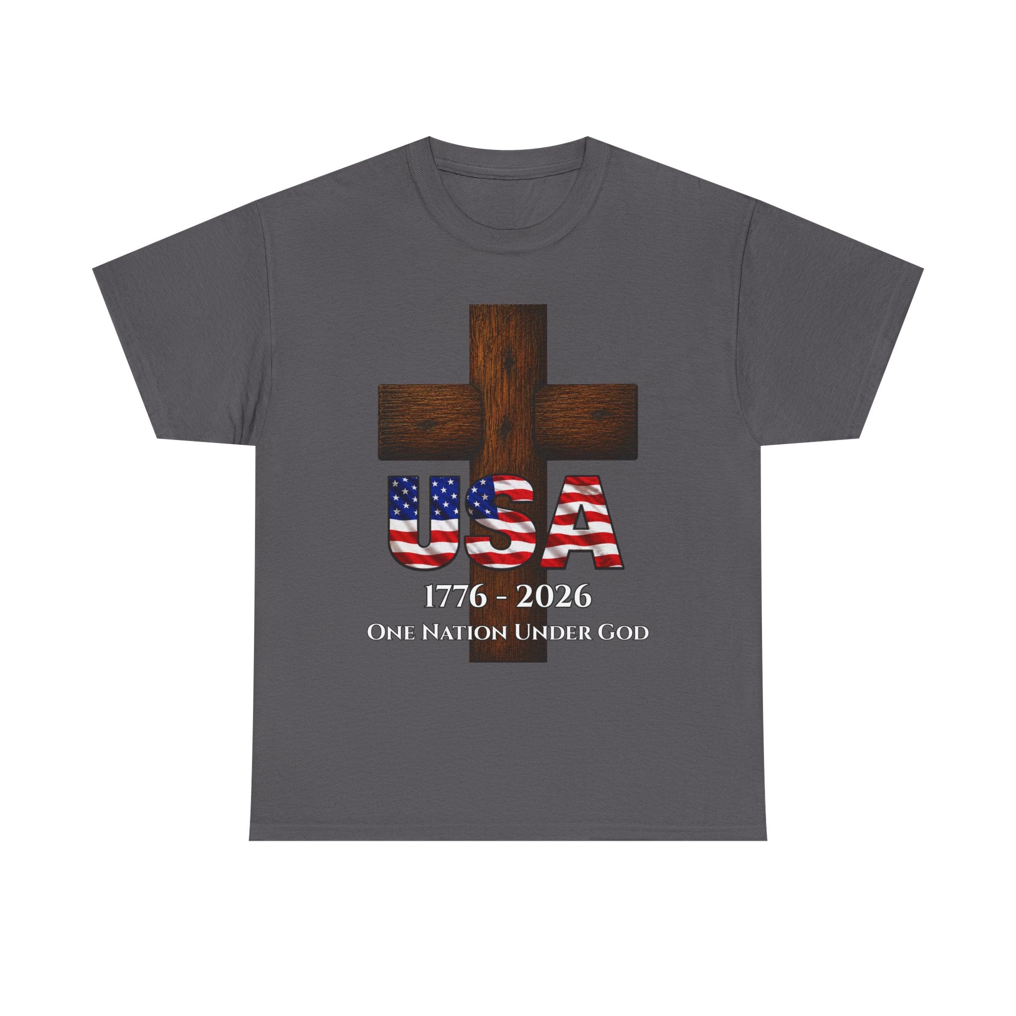 USA Cross 1776-2026 One Nation Under God Patriotic Christian T-Shirt