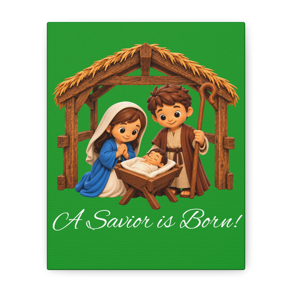 A Savior Is Born Nativity Christmas Canvas Wall Art, Matte Canvas, Stretched, 1.25"