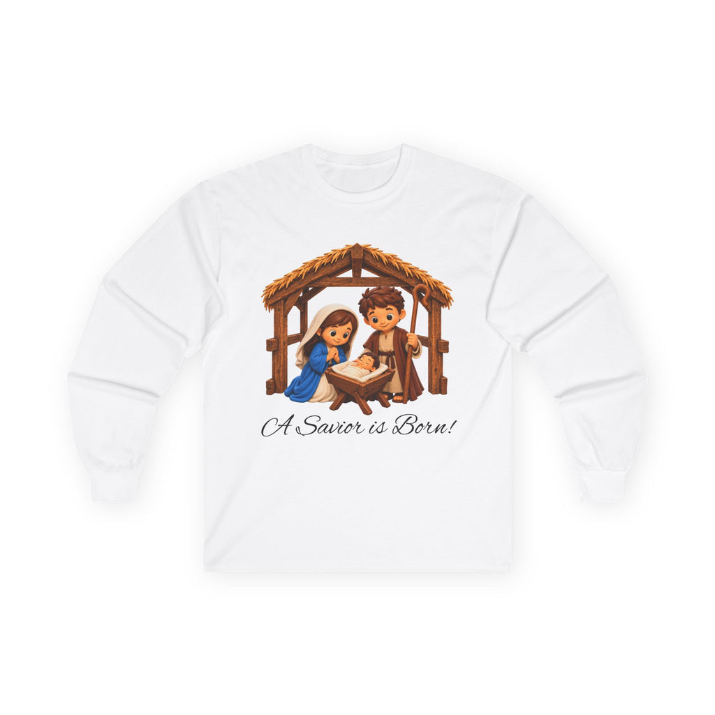 A Savior Is Born Nativity Christian Christmas Long Sleeve T-Shirt