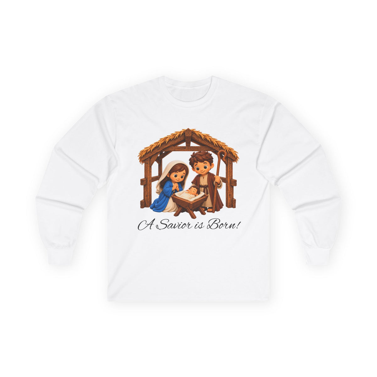 A Savior Is Born Nativity Christian Christmas Long Sleeve T-Shirt