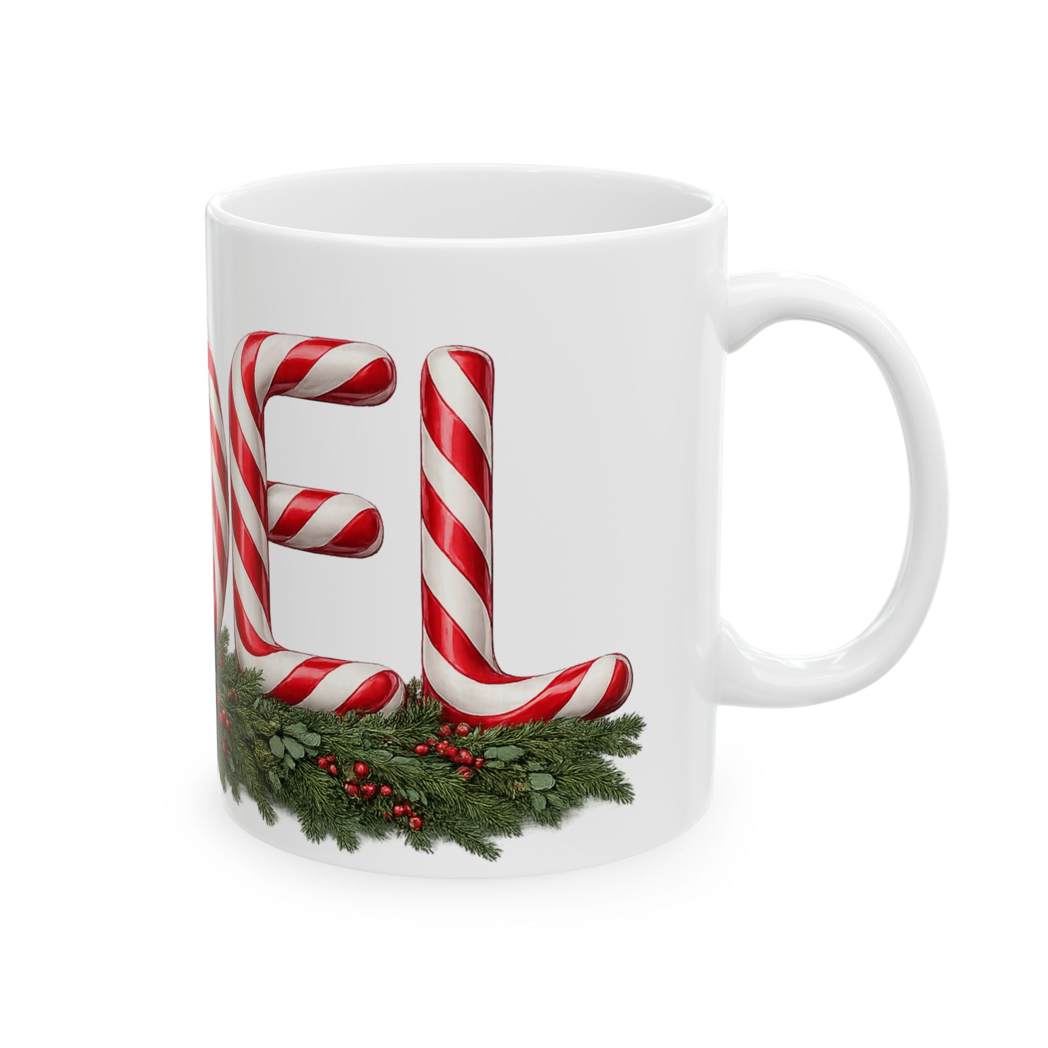NOEL Candy Cane Christmas Mug – Festive Holiday Coffee Ceramic Mug, (11oz, 15oz)