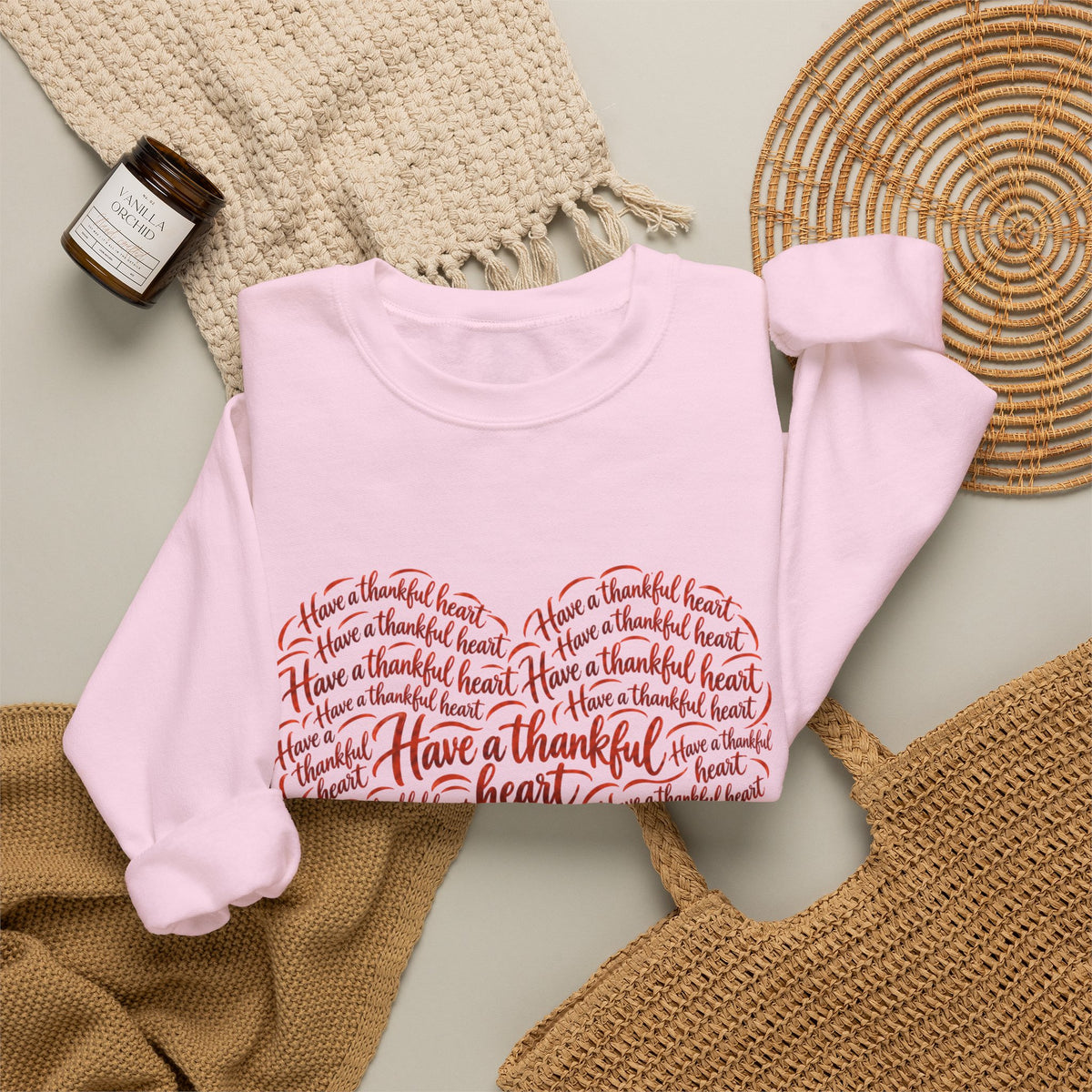 Have a Thankful Heart Sweatshirt – Inspirational Christian Faith Sweatshirt – Thanksgiving Graphic Pullover-Unisex Heavy Blend™ Crewneck Sweatshirt