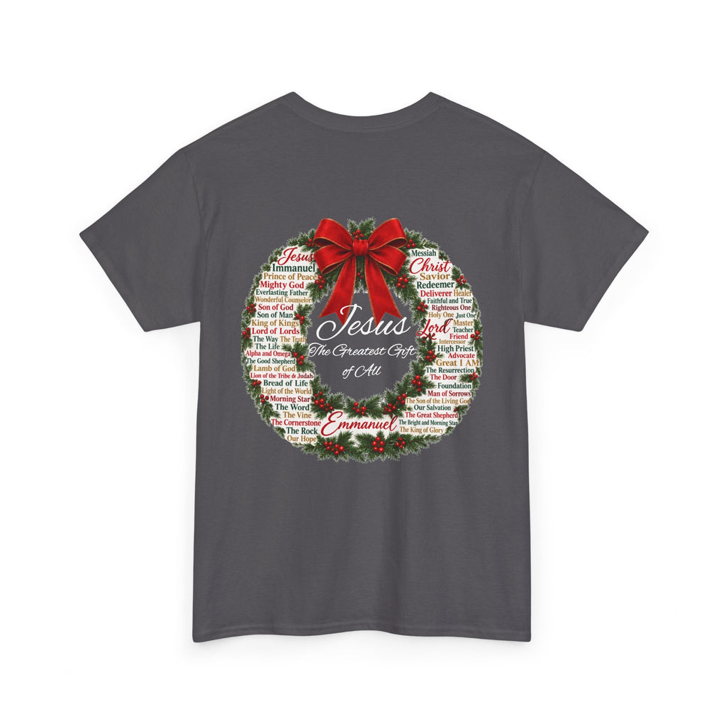 Christmas Wreath Christian Heavy Cotton Tee