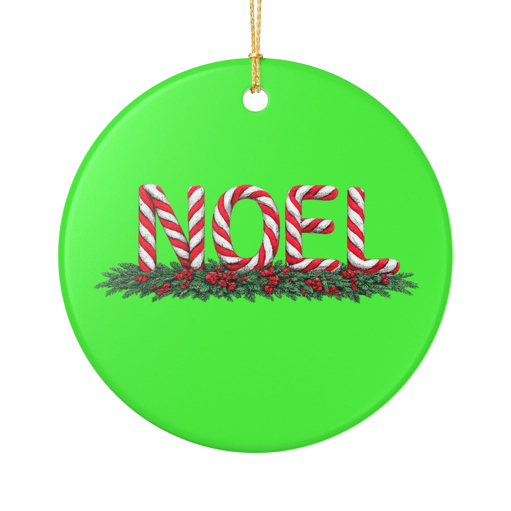 Candy Cane Noel Ceramic Decoration Ornament, (1pc)