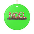 Candy Cane Noel Ceramic Decoration Ornament, (1pc)