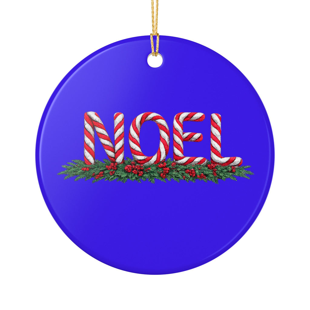 Candy Cane Noel Ceramic Decoration Ornament, (1pc)
