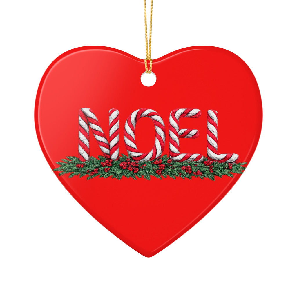 Candy Cane Noel Ceramic Decoration Ornament, (1pc)