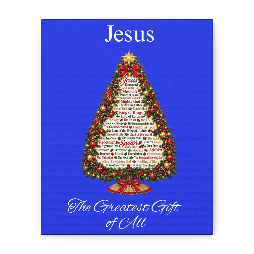 Jesus – The Greatest Gift of All | Christian Christmas Tree Wall Art, Matte Canvas, Stretched, 1.25"