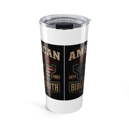 American Dad Built on Biblical Truth Christian Tumbler | Patriotic Faith Travel Cup for Fathers Tumbler 20oz