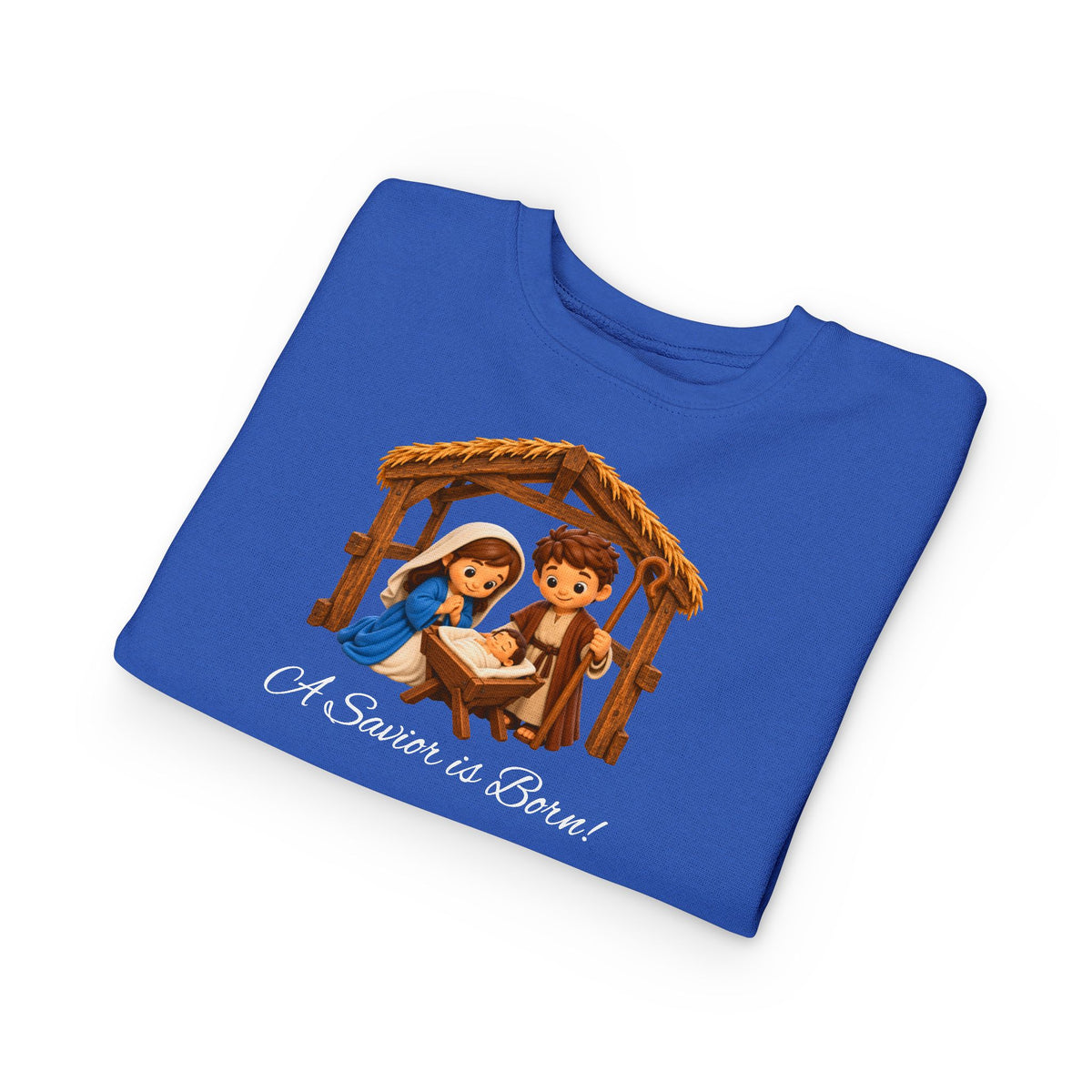 A Savior Is Born Kids Christmas – Nativity Christian Shirt Toddler Sweatshirt