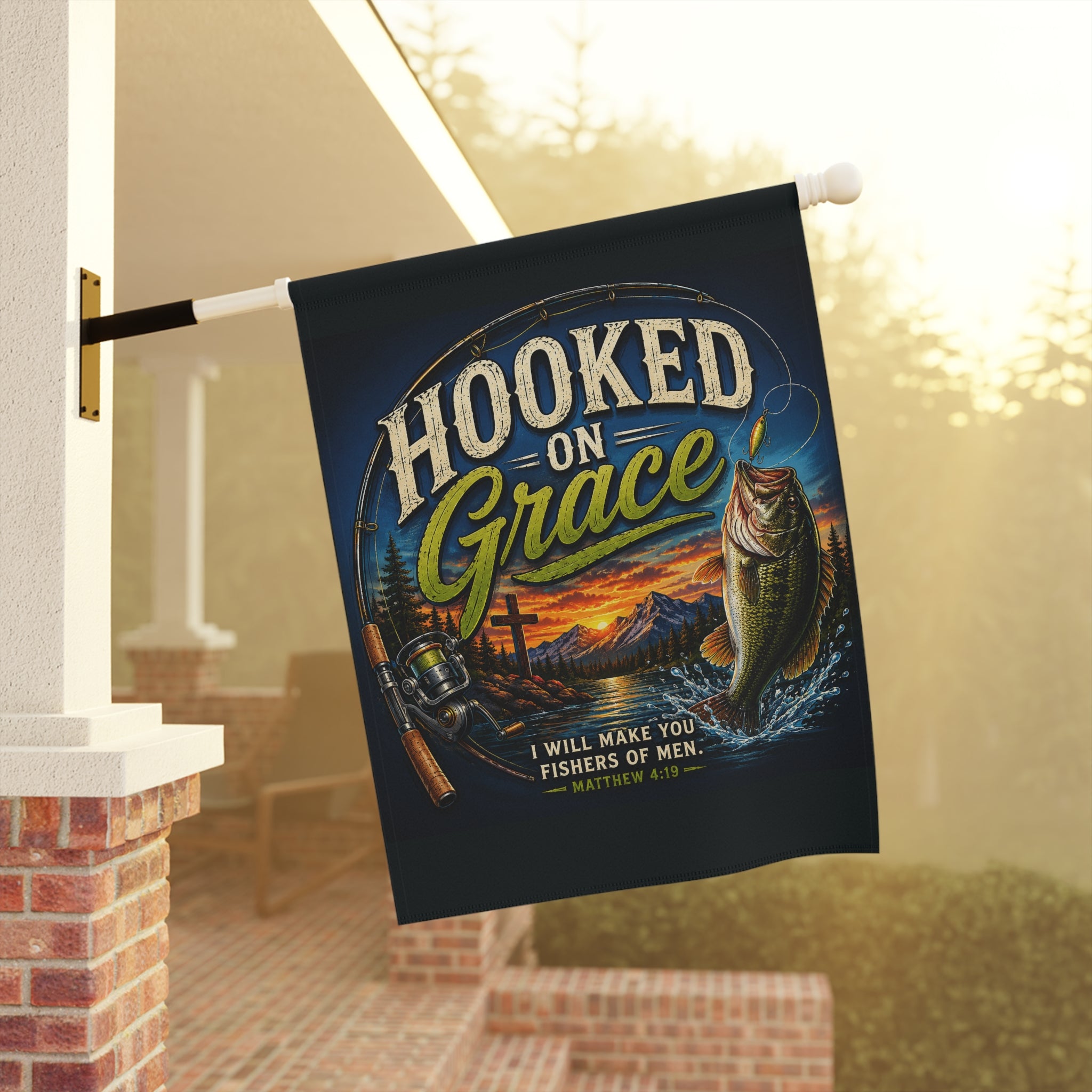 Hooked on Grace Christian Garden Flag