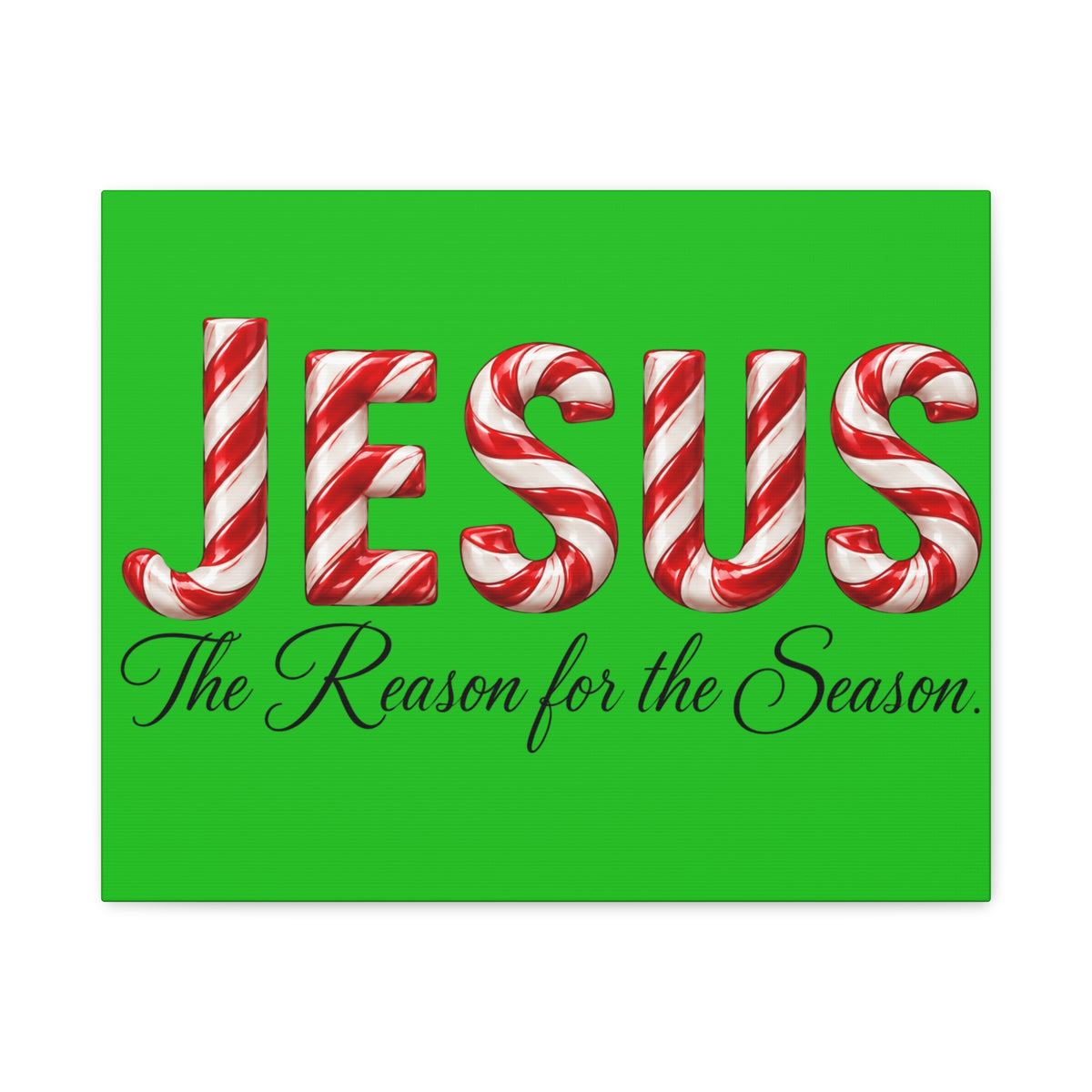 Jesus The Reason for the Season Christmas Wall Art – Candy Cane Christian Holiday Decor, Matte Canvas, Stretched, 1.25"